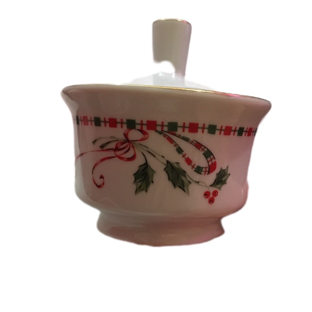 Festive Holiday Sugar Bowl with Lid
